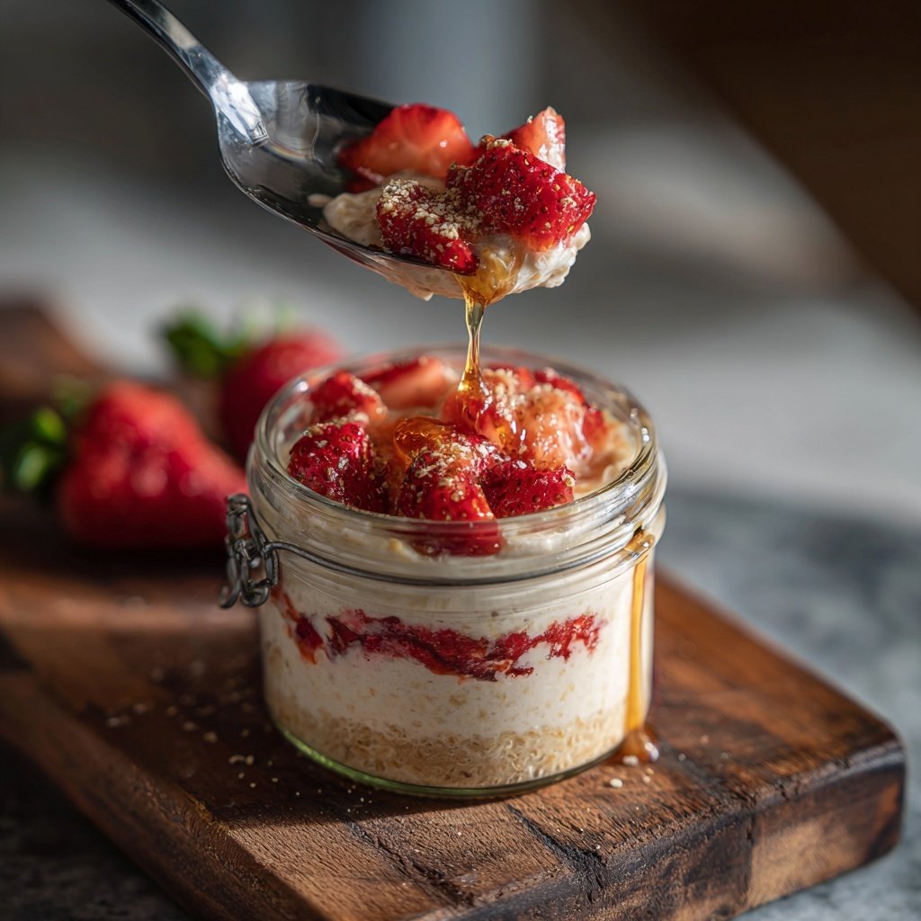 Strawberry Cheesecake Overnight Oats No Bake