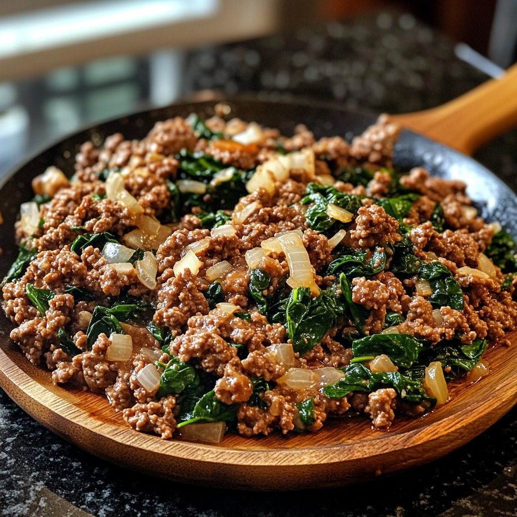 Ground Beef Skillet with Spinach